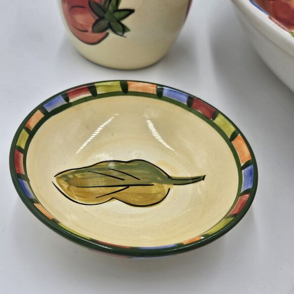 Salad For 4 Ceramic Large Salad Bowl Vinegar & Oil Decanters 4 Mini Dip Bowls - Picture 6 of 13